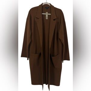 NWT J.Crew Ella Open Front Long Sweater Blazer Brown Cardigan Size XL